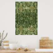 Weiche grüne und beige Blütentextur Poster (Küche)