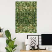 Weiche grüne und beige Blütentextur Poster (Heimbüro)