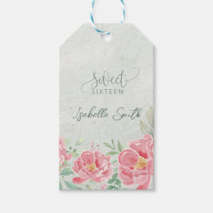 Weiche grüne und rosa Blumen Geschenk zum Sweet Si Geschenkanhänger