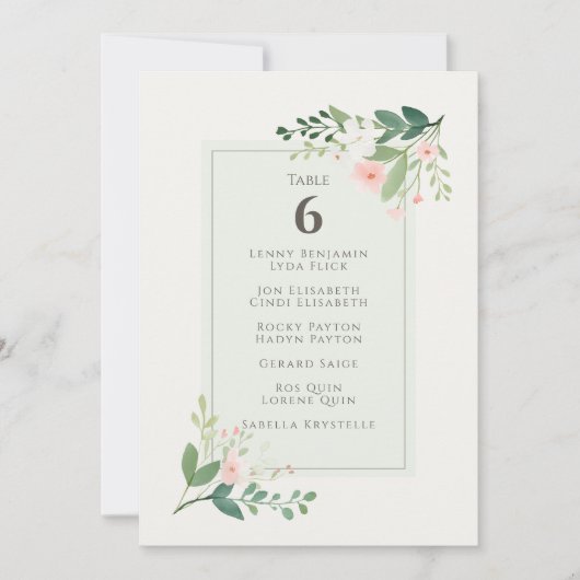 Weiche, grüne und rosa Tischnummer (Vorderseite)