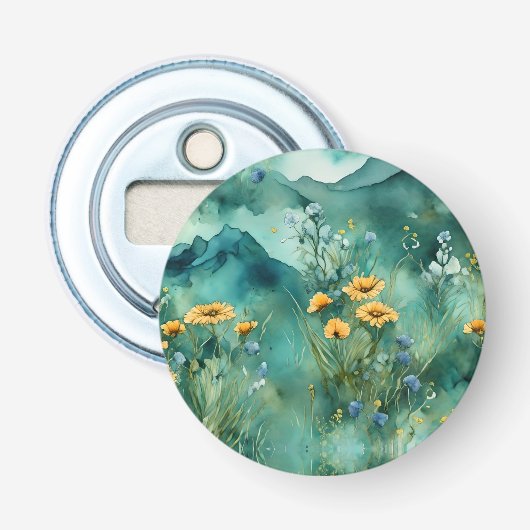 Weiche grüne Wildblumen Flaschenöffner (Vorderseite)