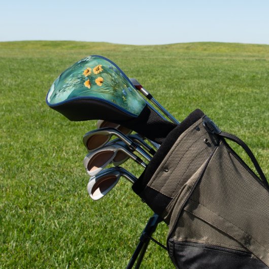Weiche grüne Wildblumen Golf Headcover (In SItu)