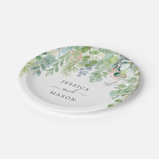 Weiche Grünflächen Polterabend Papierplatte Pappteller (Schrägansicht)