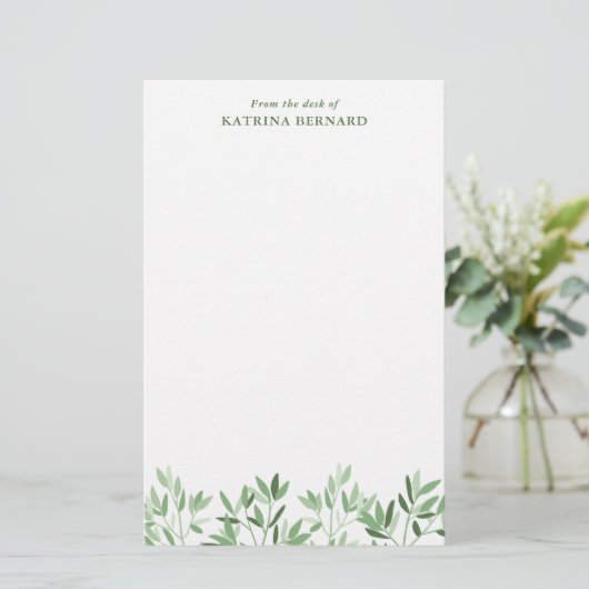 Weiche Grünflächen vom Schreibtisch des Briefpapier (Stehend Vorderseite)