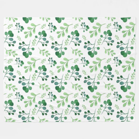 Weiche Grünflächen Wasserfarbmuster Fleecedecke (Vorderseite (Horizontal))