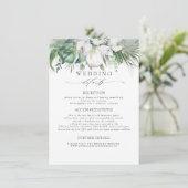 Weiche Grünpflanzen Tropische Blume Hochzeitsinfor Begleitkarte (Stehend Vorderseite)