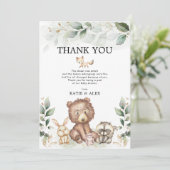 Weiche Grünpflanzen Woodland Tiere Kinderdusche Dankeskarte (Stehend Vorderseite)
