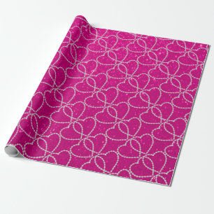 Weiche heißes Rosa-Glitzer-Diamant-Herz-Muster Geschenkpapier