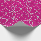 Weiche heißes Rosa-Glitzer-Diamant-Herz-Muster Geschenkpapier (Ecke)