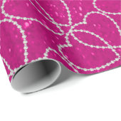 Weiche heißes Rosa-Glitzer-Diamant-Herz-Muster Geschenkpapier (Rolleneckpunkt)