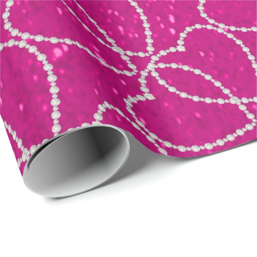 Weiche heißes Rosa-Glitzer-Diamant-Herz-Muster Geschenkpapier (Rolleneckpunkt)