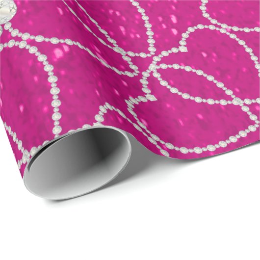 Weiche heißes Rosa-Glitzer-Diamant-Herz-Muster Geschenkpapier (Rolleneckpunkt)