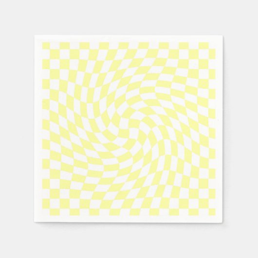 Weiche, hellgelbe Schachbretter Wavy Muster Serviette (Vorderseite)