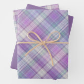 Weiche, hellgrüne und weiße Karierte Purpurfarben Geschenkpapier Set (Beispiel)