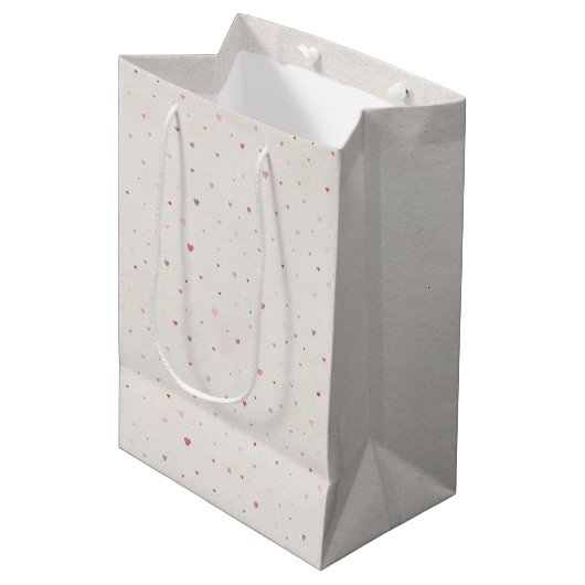 Weiche Herz Muster Geschenktasche Mittlere Geschenktüte (Vorderseite Schrägansicht)