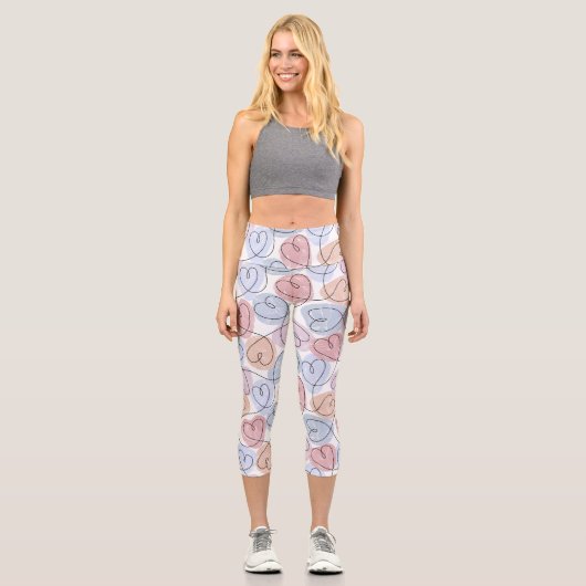 Weiche Herzen: Valentine's Continuous Line Capri Leggings (Vorderseite)