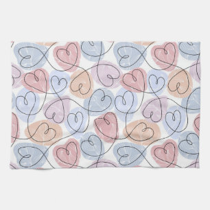 Weiche Herzen: Valentine's Continuous Line Geschirrtuch