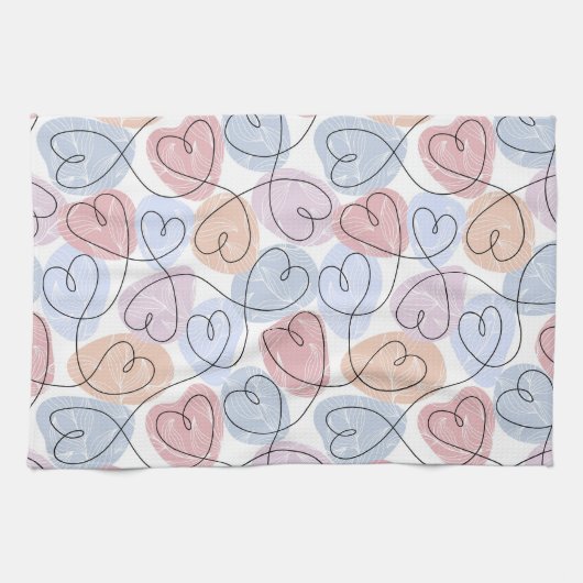 Weiche Herzen: Valentine's Continuous Line Geschirrtuch (Horizontal)