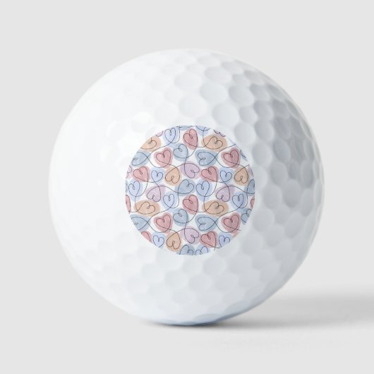 Weiche Herzen: Valentine's Continuous Line Golfball (Vorderseite)