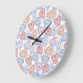 Weiche Herzen: Valentine's Continuous Line Große Wanduhr (Winkel)