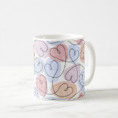 Weiche Herzen: Valentine's Continuous Line Kaffeetasse (VorderseiteRechts)