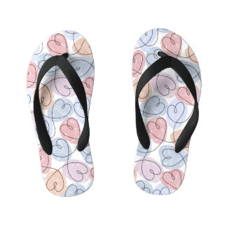 Weiche Herzen: Valentine's Continuous Line Kinderbadesandalen