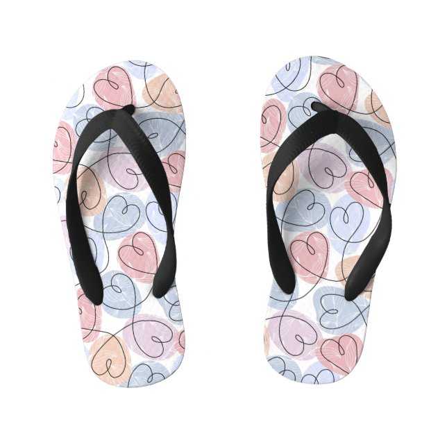 Weiche Herzen: Valentine's Continuous Line Kinderbadesandalen (Fußbett)