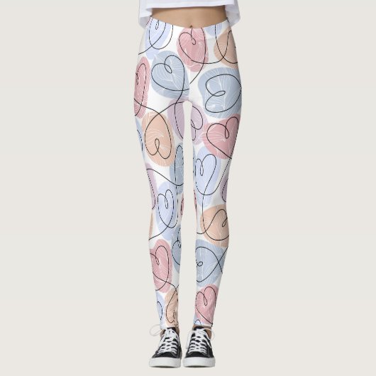 Weiche Herzen: Valentine's Continuous Line Leggings (Vorderseite)