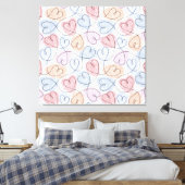 Weiche Herzen: Valentine's Continuous Line Leinwanddruck (Insitu (Schlafzimmer))