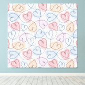 Weiche Herzen: Valentine's Continuous Line Leinwanddruck (Insitu (Holzboden))