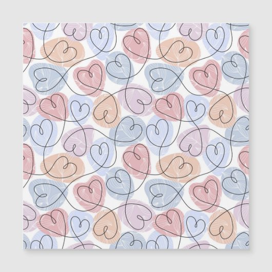Weiche Herzen: Valentine's Continuous Line Magnetkarte (Vorderseite)
