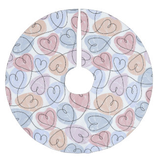 Weiche Herzen: Valentine's Continuous Line Polyester Weihnachtsbaumdecke