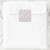 Weiche Herzen: Valentine's Continuous Line Quadratischer Aufkleber (Tasche)