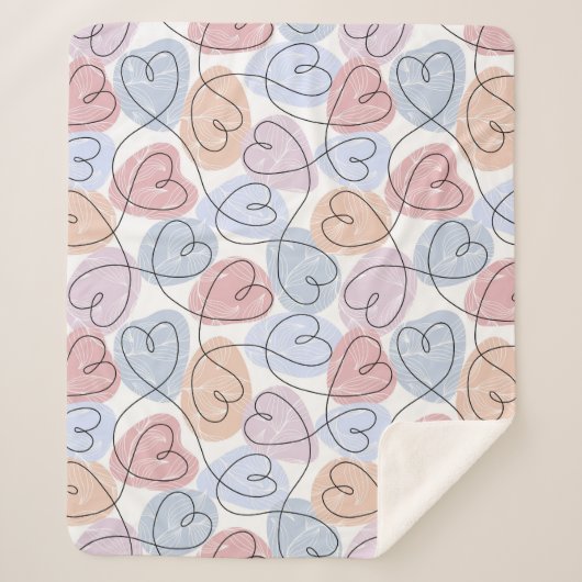 Weiche Herzen: Valentine's Continuous Line Sherpadecke (Vorderseite)