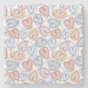 Weiche Herzen: Valentine's Continuous Line Steinuntersetzer