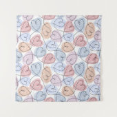 Weiche Herzen: Valentine's Continuous Line Wandteppich (Vorderseite (Horizontal))