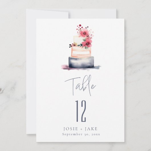 Weiche Hochzeitstorte Tischnummer Sitzplan (Vorderseite)
