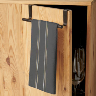 Weiche Holzkohle Tiefe Warmgraue Pinstreifen-Muste Geschirrtuch