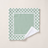 Weiche Hübsch Sage Green Polka Dot White Badhandtuch Set (Waschlappen)