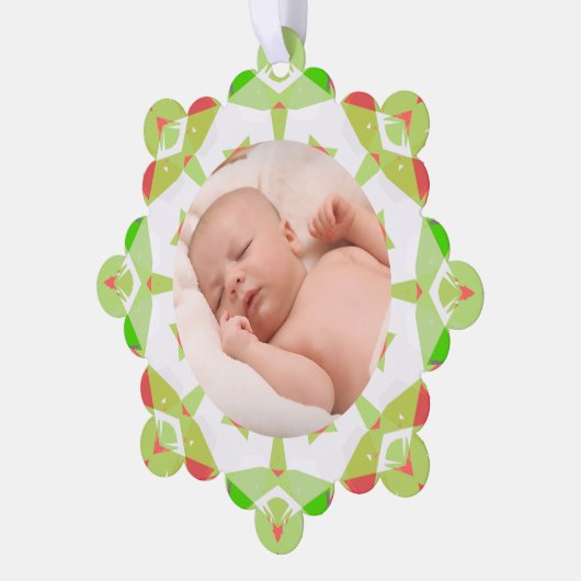 Weiche Hübsche grüne Pasteten Custom Christmas Fot Ornament Karte (Linke Ecke)