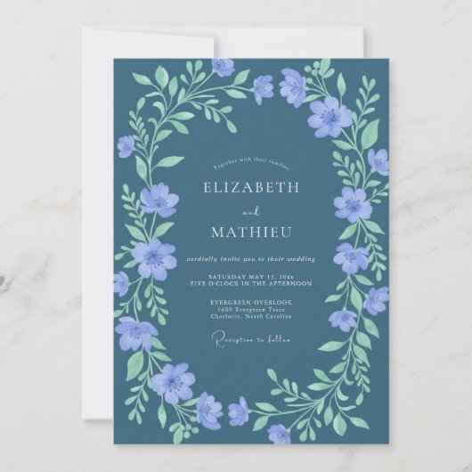 Weiche Immergrün-Mint-Kranz-Hochzeit Einladung (Vorderseite)