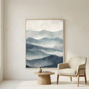 Weiche Indigo-Abstrakte-Terrain-Wandkunst Poster