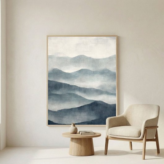 Weiche Indigo-Abstrakte-Terrain-Wandkunst Poster