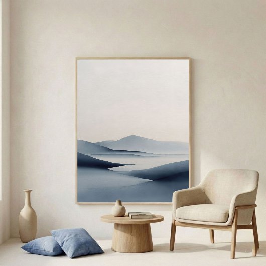 Weiche indigoblaue abstrakte Horizont-Wandkunst Poster