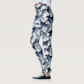 Weiche Jeansblau-Wasserfarbe-Rüschen Leggings (Links)
