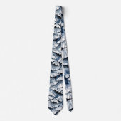 Weiche Jeansblaue Wasserfarbe Rüschen Krawatte (Vorderseite)