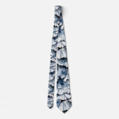 Weiche Jeansblaue Wasserfarbe Rüschen Krawatte (Rückseite)