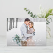 Weiche Kalligraphie Save the Date Foto Ankündigung (Stehend Vorderseite)