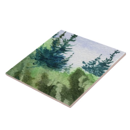 Weiche Kiefern auf den Felsen mit einem blauen Frü Fliese (Seite)