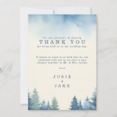 Weiche Kiefernbäume Hochzeitstisch danke (Vorderseite)